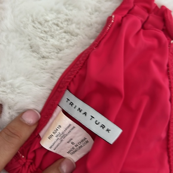 Trina Turk Red Bikini Set with Gold Hardware Accents, size 6 - Picture 6 of 8